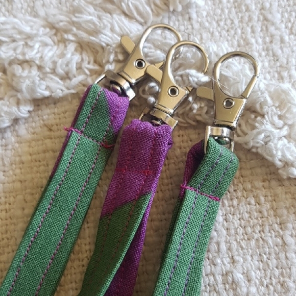 Patch & Roam The Harley Quinn Purple Keychain Wristlet one of a kind zero waste - Picture 4 of 7